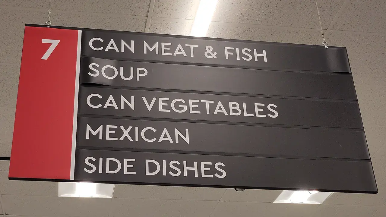 Aisle signage in a supermarket